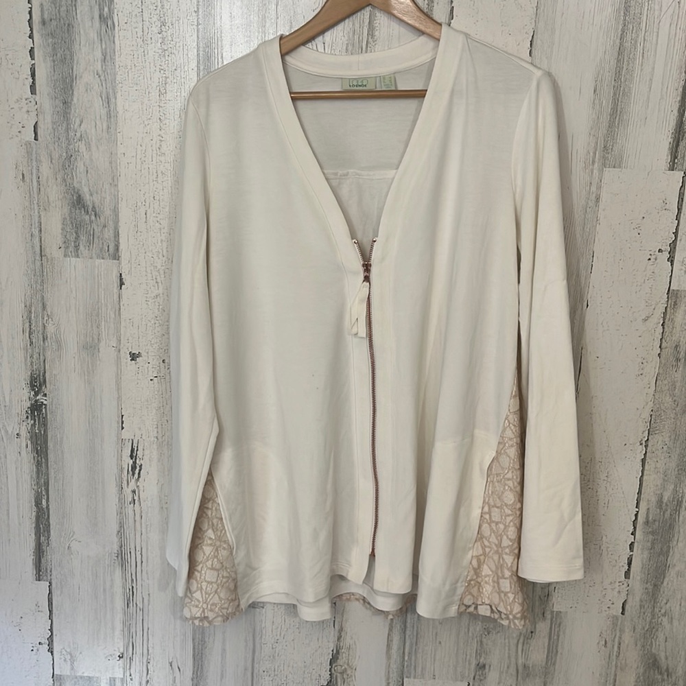 #A9- womens lace zip up size L large lg LOGO LOUNGE